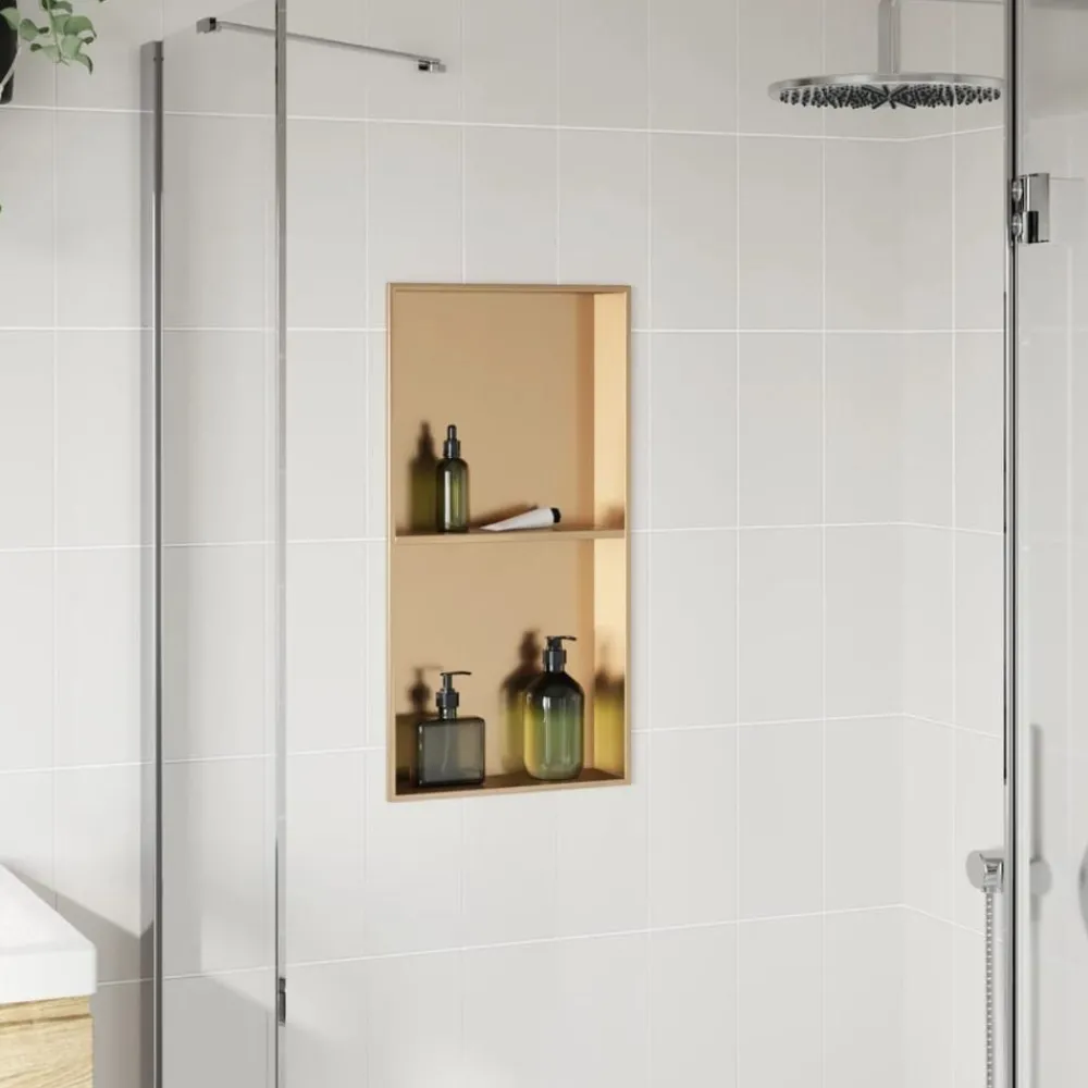Douchenis 32x62x9 cm roestvrijstaal geborsteld goudkleurig>vidaXL Sale