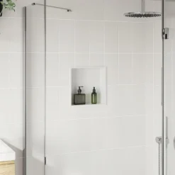 Sanitair & Loodgietersbenodigdheden*vidaXL Douchenis 32x32x9 cm roestvrijstaal matwit