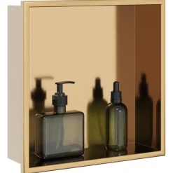 Douchenis 32x32x9 cm roestvrijstaal geborsteld goudkleurig>vidaXL Sale