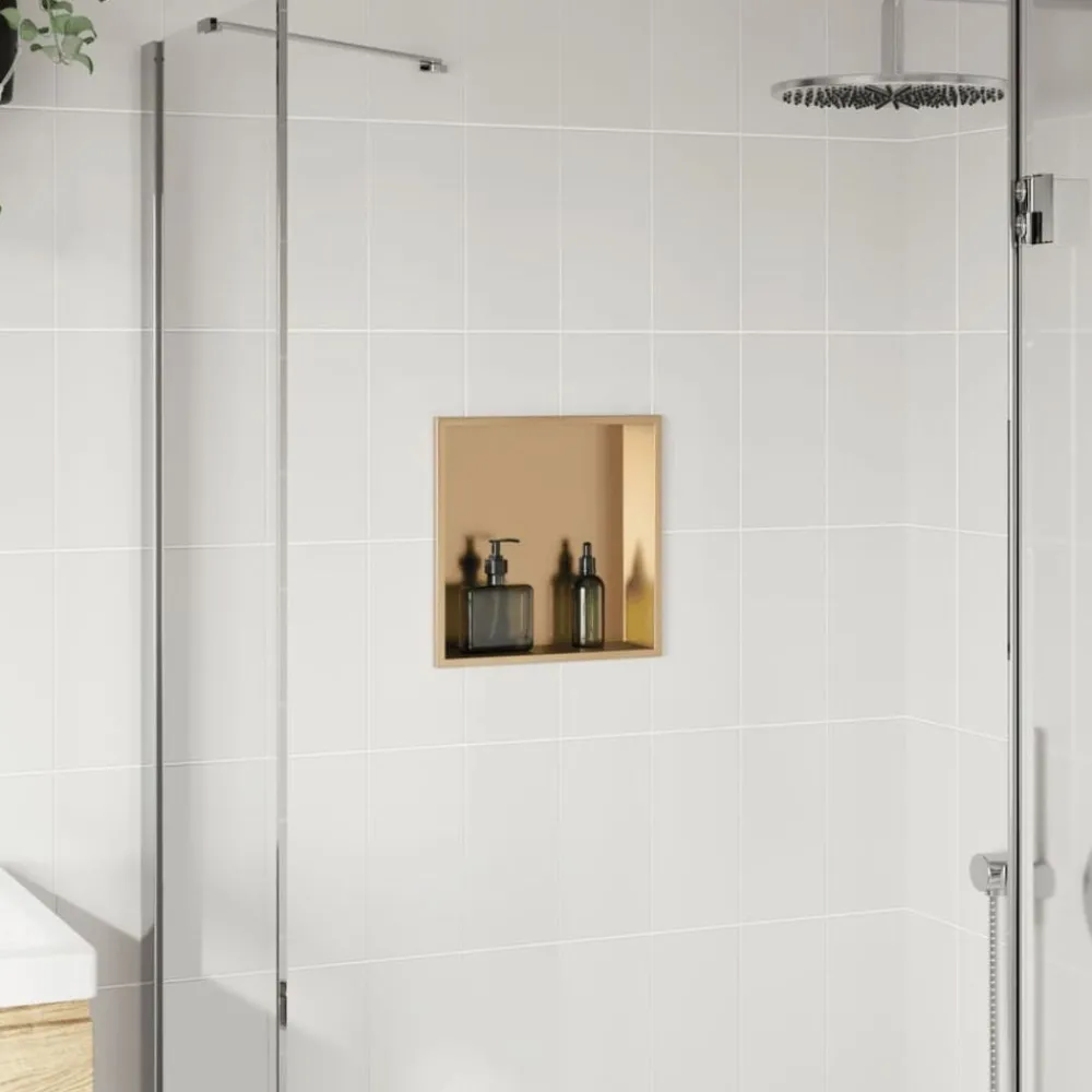 Douchenis 32x32x9 cm roestvrijstaal geborsteld goudkleurig>vidaXL Sale
