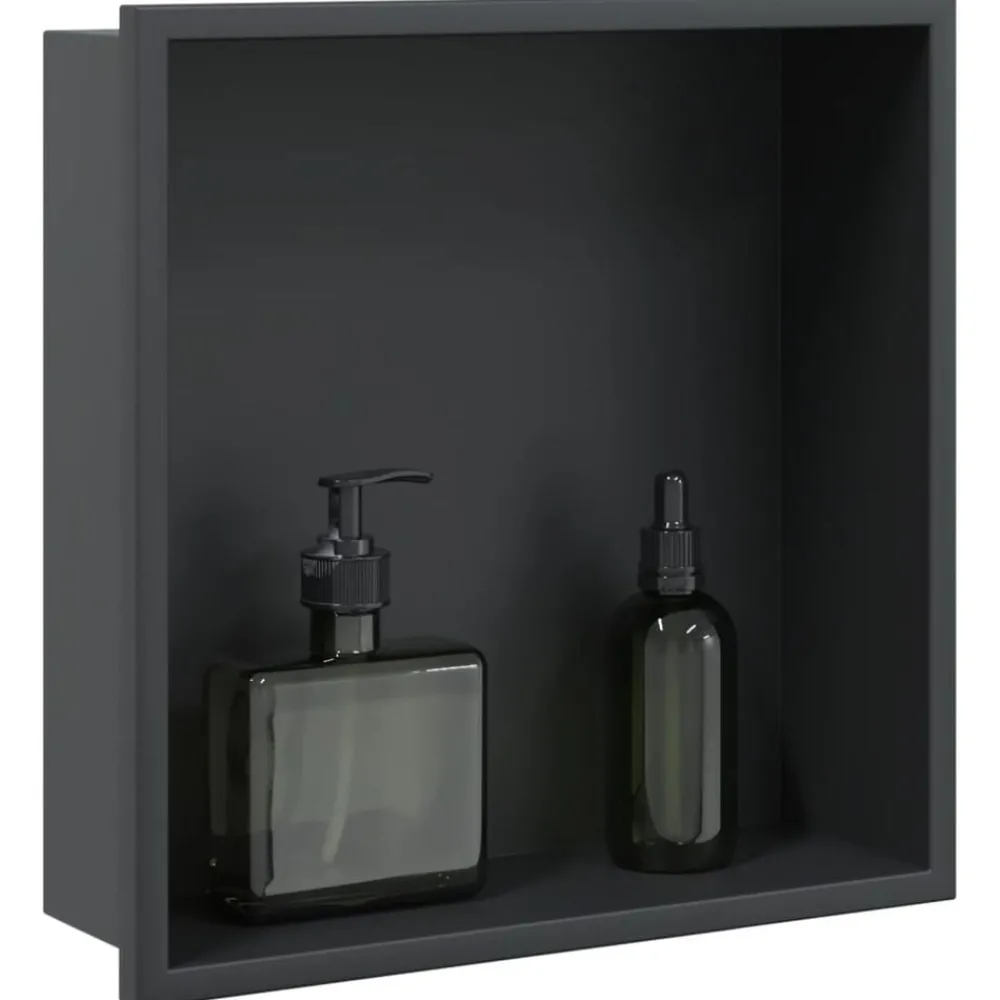 Sanitair & Loodgietersbenodigdheden*vidaXL Douchenis 32x32x9 cm roestvrijstaal matzwart
