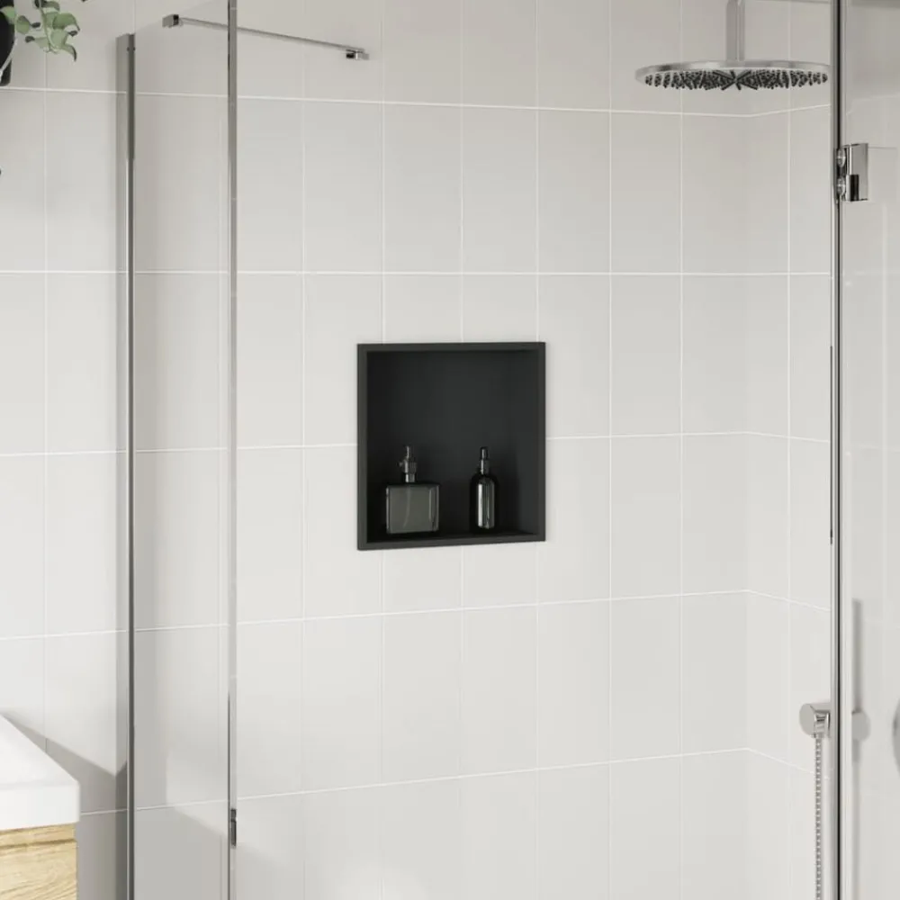 Sanitair & Loodgietersbenodigdheden*vidaXL Douchenis 32x32x9 cm roestvrijstaal matzwart