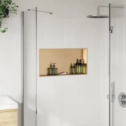 Douchenis 62x32x9 cm roestvrijstaal geborsteld goudkleurig><noscript><img width=
