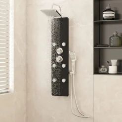 Sanitair & Loodgietersbenodigdheden*vidaXL Douchepaneel 25x47,5x130 cm glas Zwart