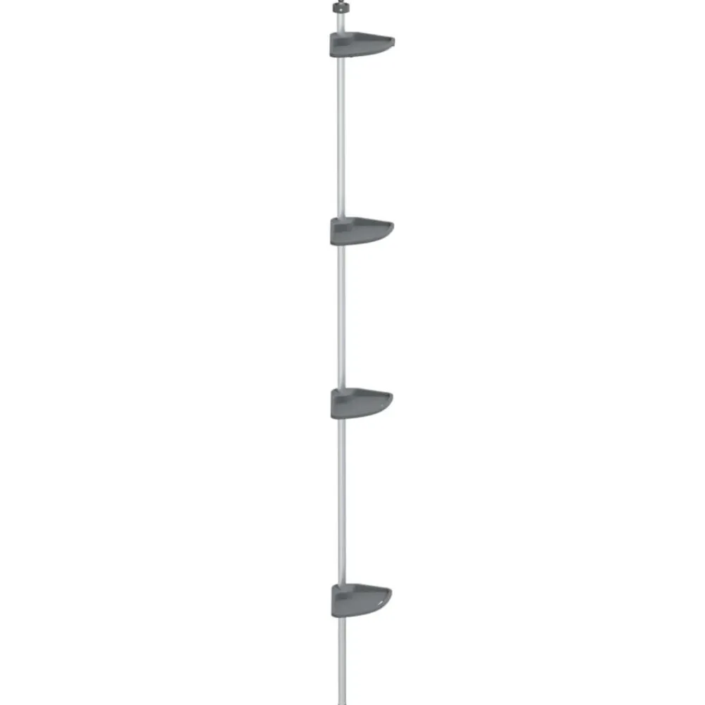 Badkameraccessoires*vidaXL Doucherekje 4-laags telescopisch hoekmodel aluminium zilver