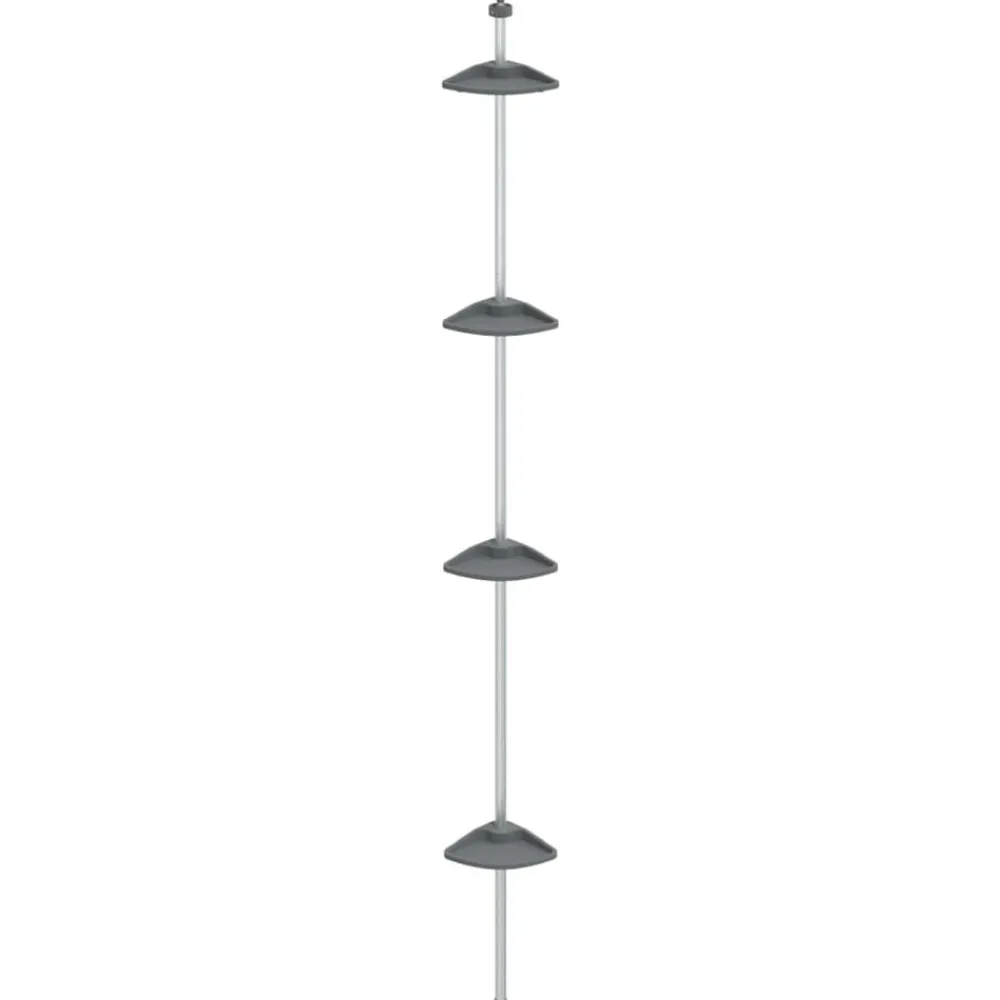 Badkameraccessoires*vidaXL Doucherekje 4-laags telescopisch hoekmodel aluminium zilver