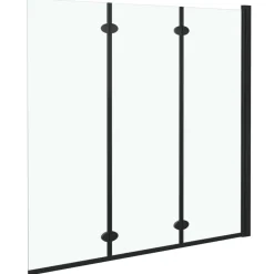 Sanitair & Loodgietersbenodigdheden*vidaXL Douchewand inklapbaar 3 panelen 130x138 cm ESG zwart