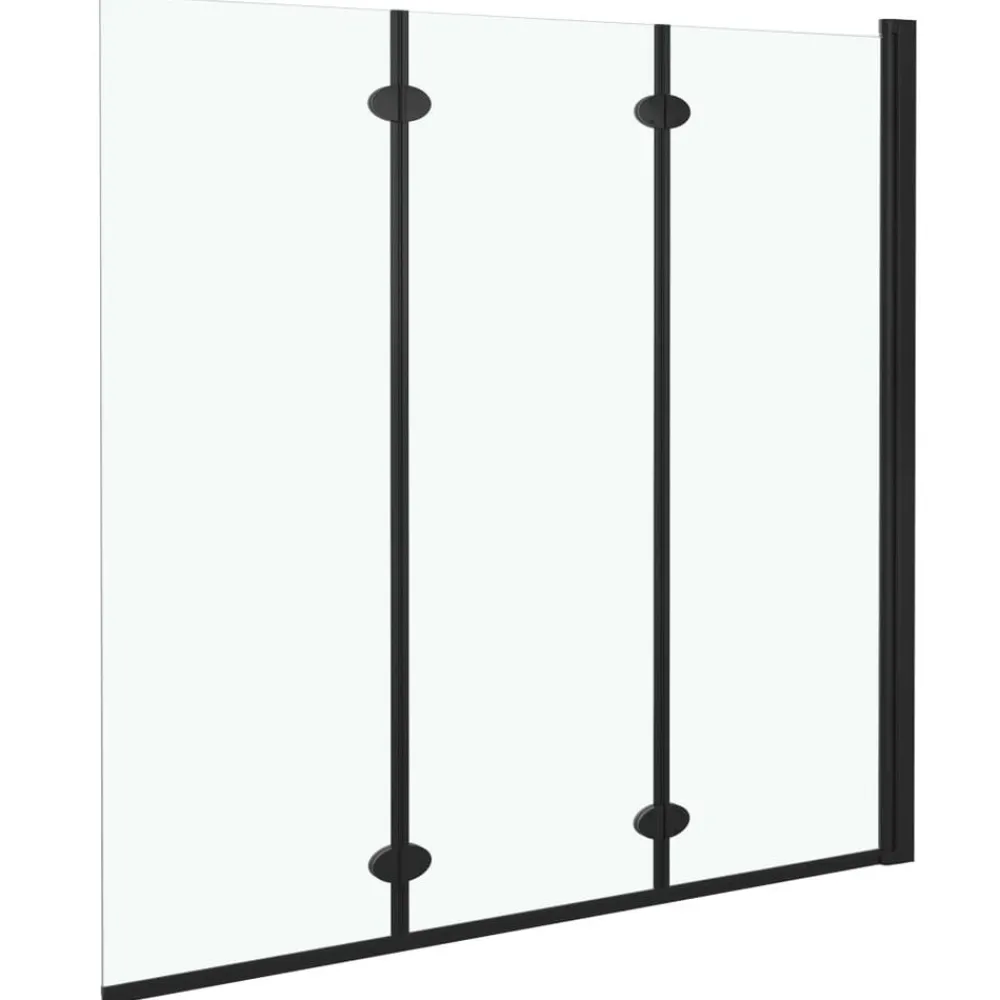 Sanitair & Loodgietersbenodigdheden*vidaXL Douchewand inklapbaar 3 panelen 130x138 cm ESG zwart