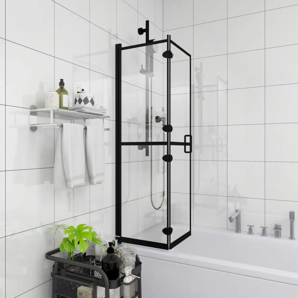 Douchewand inklapbaar 80x140 cm ESG zwart>vidaXL Online