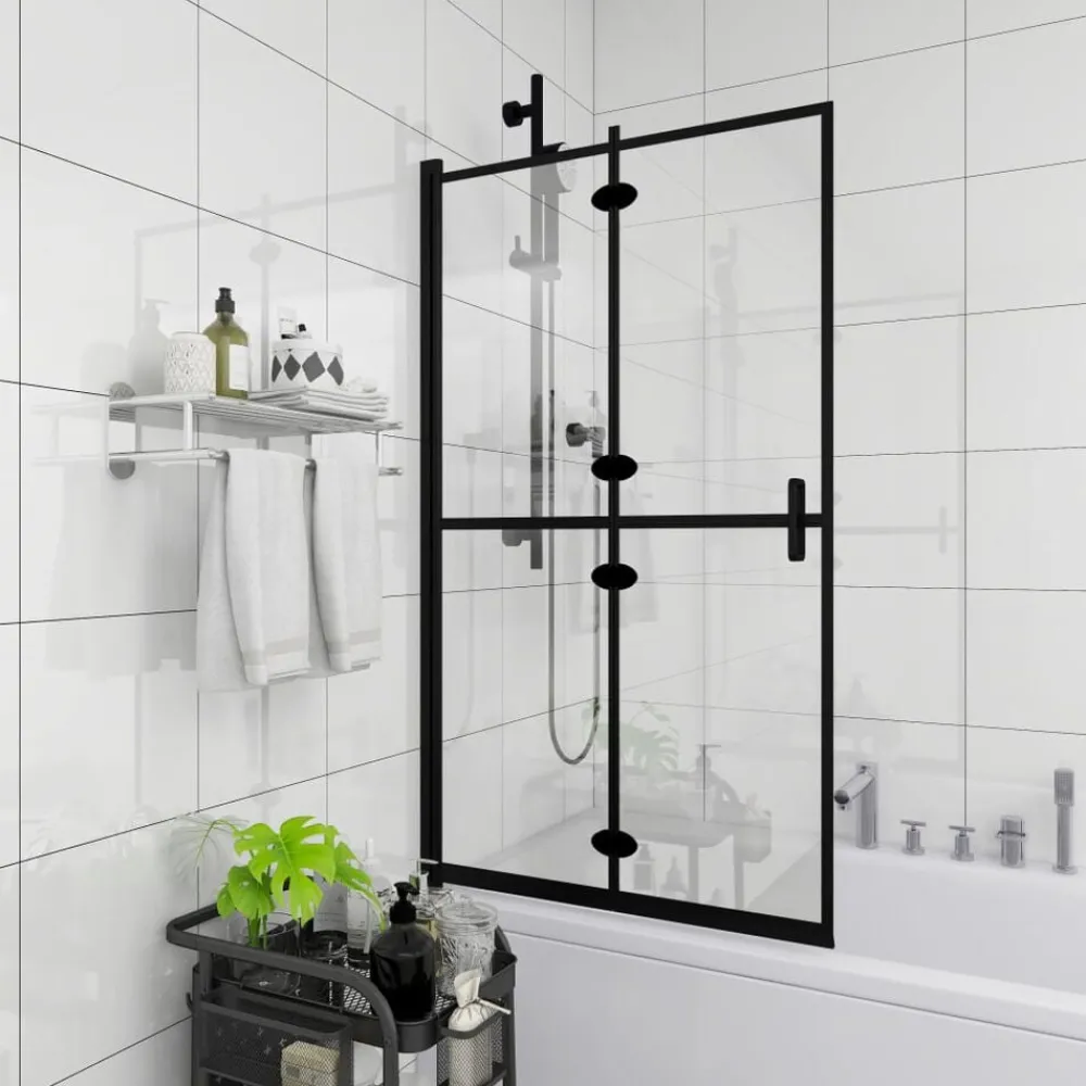 Douchewand inklapbaar 80x140 cm ESG zwart>vidaXL Online