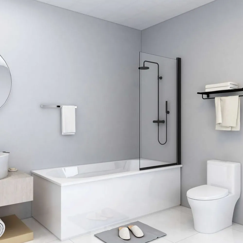 Sanitair & Loodgietersbenodigdheden*vidaXL Douchewand 68x130 cm ESG zwart