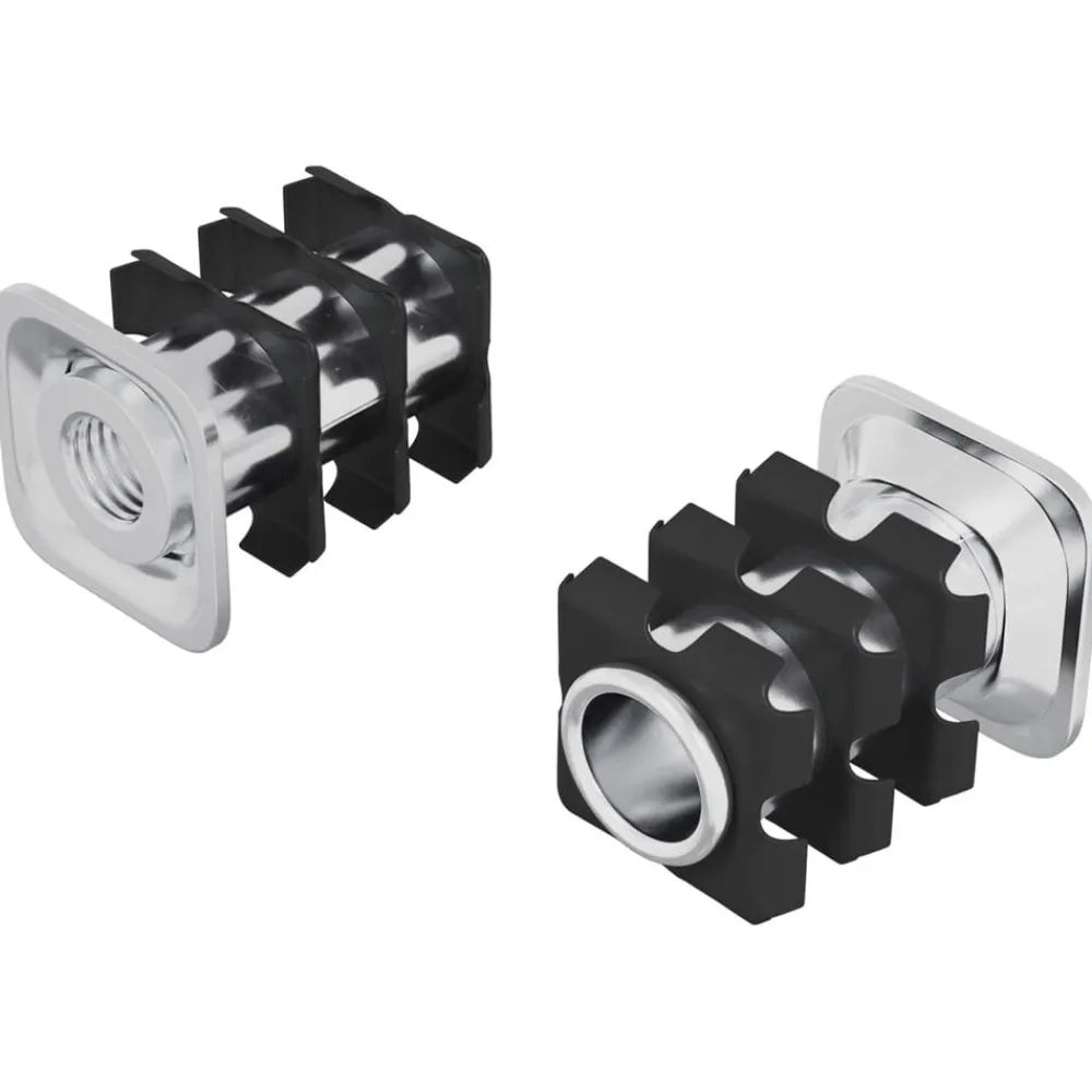Bouwbeslag*vidaXL Draadbuis Invoeg 2 pcs Zwart en Zilver 15,8 x 15,8 x 22,5 mm