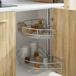 Draadmand keuken 2-laags 180 graden 75x38x80 cm zilverkleurig>vidaXL Discount