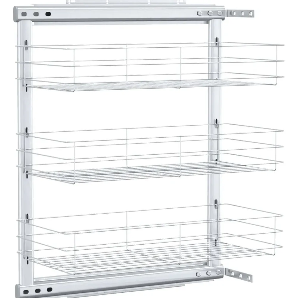 Keuken & Eetkamer*vidaXL Draadmand keuken uittrekbaar 3-laags 47x25x56 cm zilverkleurig