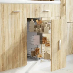 Keuken & Eetkamer*vidaXL Draadmand keuken uittrekbaar 3-laags 47x25x56 cm zilverkleurig