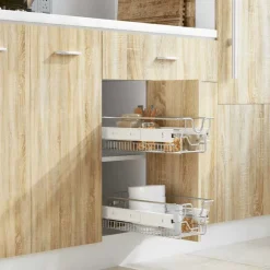 Keuken & Eetkamer*vidaXL Draadmanden uittrekbaar 2 st 300 mm zilverkleurig