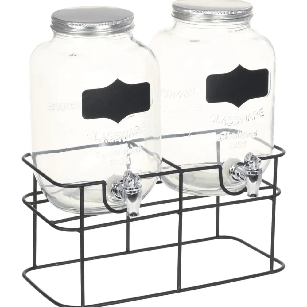 Drankdispensers 2 st met standaard 2 x 4 L glas>vidaXL Sale