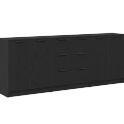 Kasten & Opbergmeubelen*vidaXL Dressoir 3 pcs 180 x 30 x 70 cm Bewerkt hout Zwart eiken