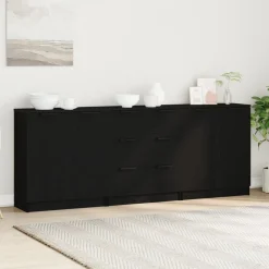 Kasten & Opbergmeubelen*vidaXL Dressoir 3 pcs 180 x 30 x 70 cm Bewerkt hout Zwart eiken