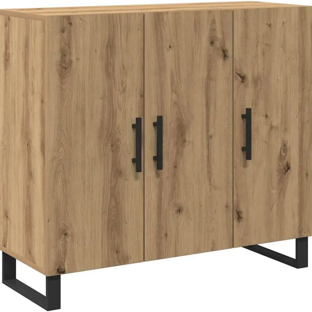 Kasten & Opbergmeubelen*vidaXL Dressoir Artisan Eiken 90 x 34 x 80 cm Bewerkt hout artisanaal eikenkleurig