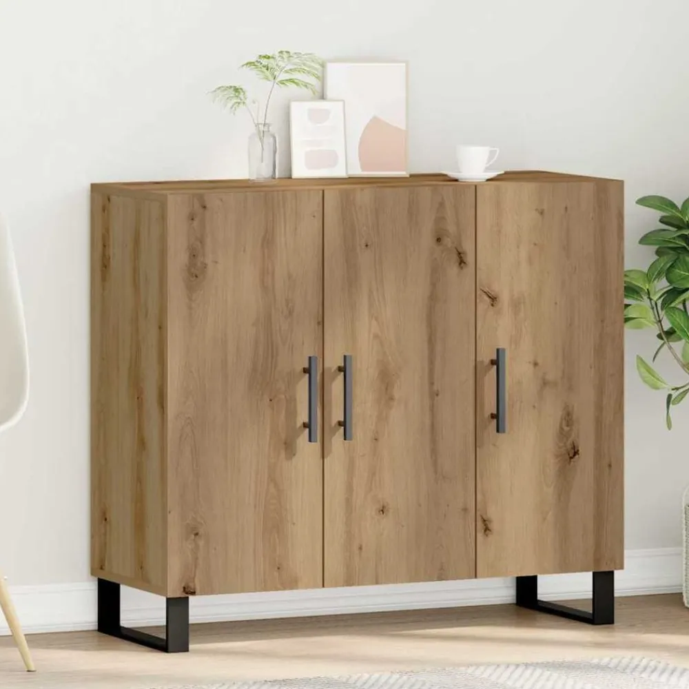 Kasten & Opbergmeubelen*vidaXL Dressoir Artisan Eiken 90 x 34 x 80 cm Bewerkt hout artisanaal eikenkleurig