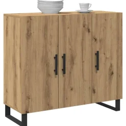 Kasten & Opbergmeubelen*vidaXL Dressoir Artisan Eiken 90 x 34 x 80 cm Bewerkt hout artisanaal eikenkleurig