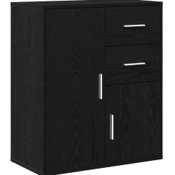 Kasten & Opbergmeubelen*vidaXL Dressoir met lade 60 x 31 x 70 cm Bewerkt hout Zwart eiken