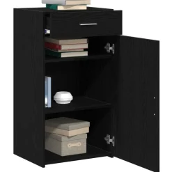 Kasten & Opbergmeubelen*vidaXL Dressoir met lade 50 x 42,5 x 93 cm Zwart eiken