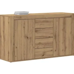 Kasten & Opbergmeubelen*vidaXL Dressoir met lade Artisan Eiken 120 x 36 x 69 cm Bewerkt hout artisanaal eikenkleurig