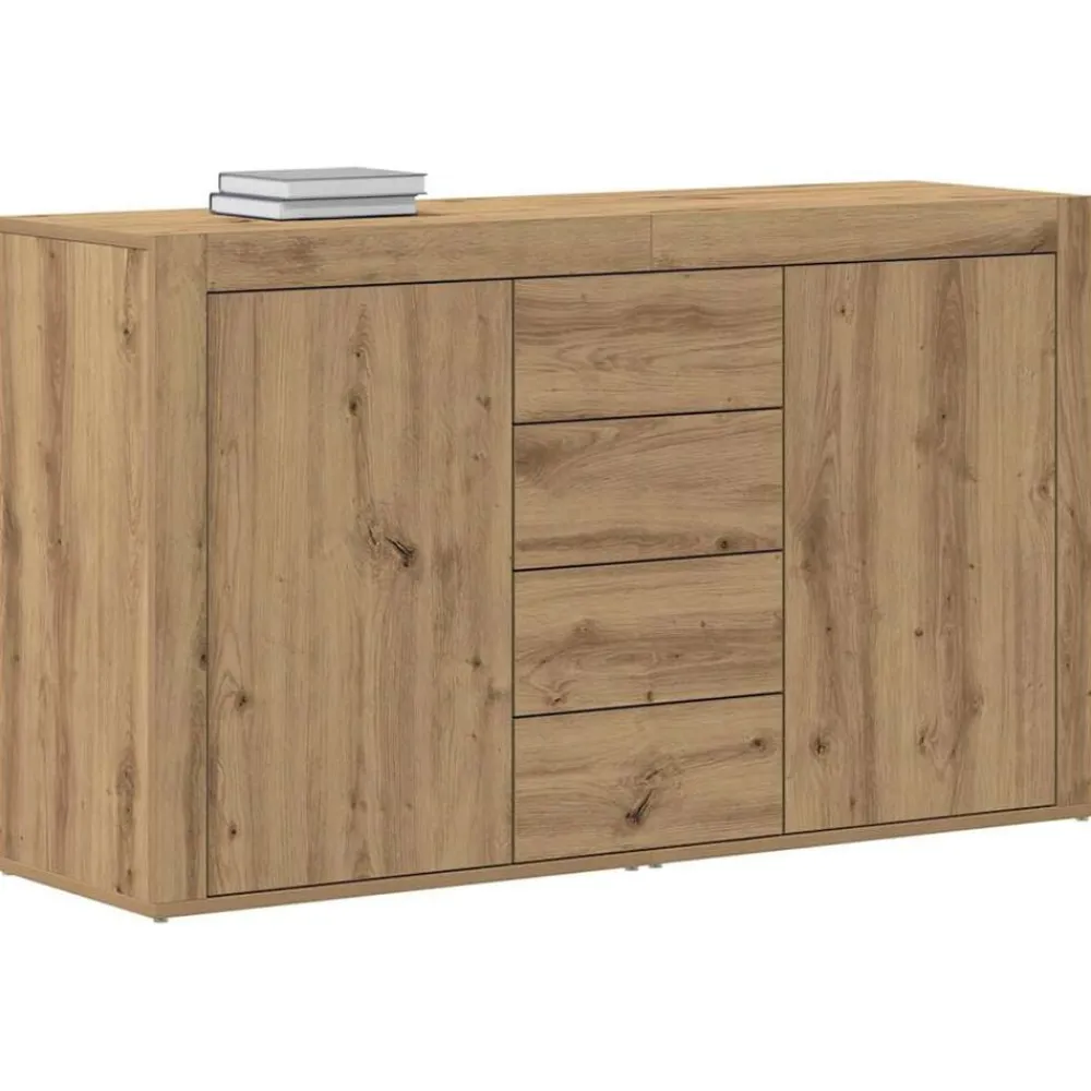 Kasten & Opbergmeubelen*vidaXL Dressoir met lade Artisan Eiken 120 x 36 x 69 cm Bewerkt hout artisanaal eikenkleurig
