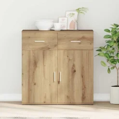 Dressoir met lade Artisan Eiken 78 x 38 x 80 cm Bewerkt hout>vidaXL Clearance
