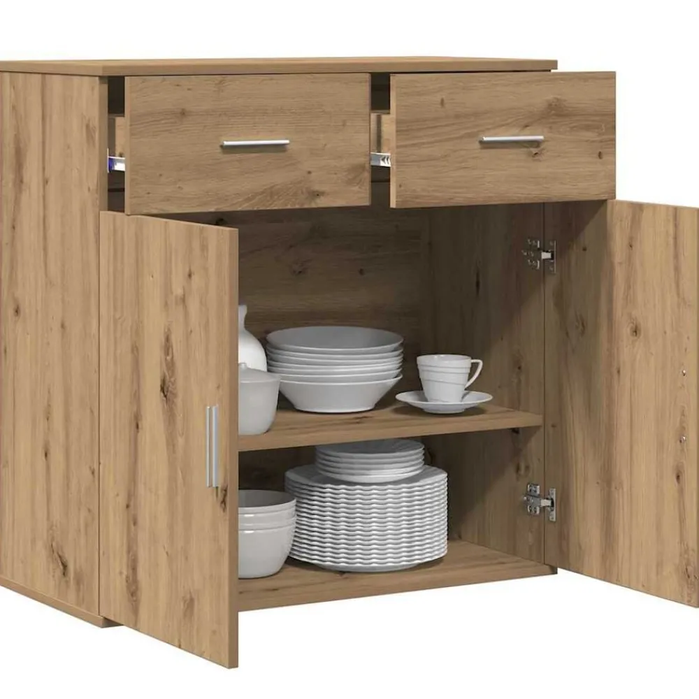 Dressoir met lade Artisan Eiken 78 x 38 x 80 cm Bewerkt hout>vidaXL Clearance