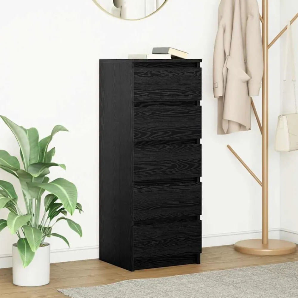 Kasten & Opbergmeubelen*vidaXL Dressoir met lades 37,5x35x99 cm spaanplaat kleurig Zwart eiken