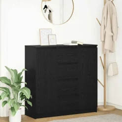 Kasten & Opbergmeubelen*vidaXL Dressoir met lades 100,5x35x98,5 cm spaanplaat Zwart eiken