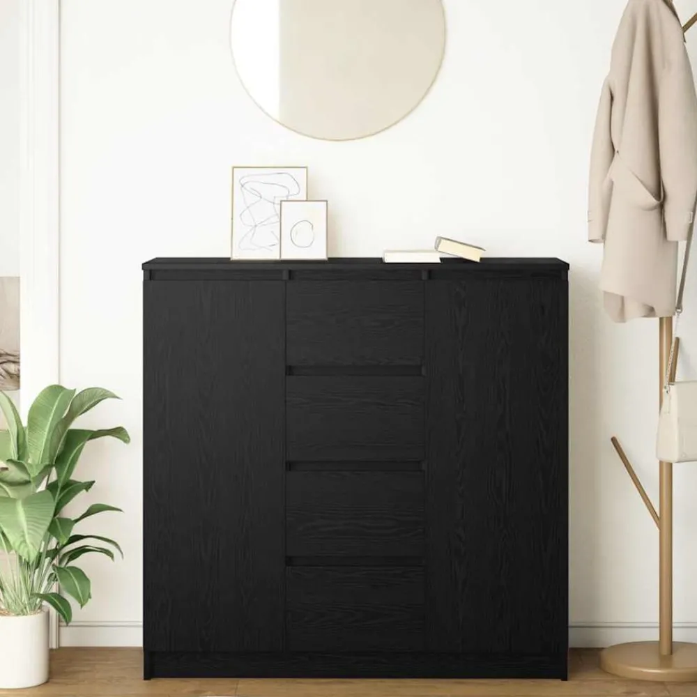 Kasten & Opbergmeubelen*vidaXL Dressoir met lades 100,5x35x98,5 cm spaanplaat Zwart eiken