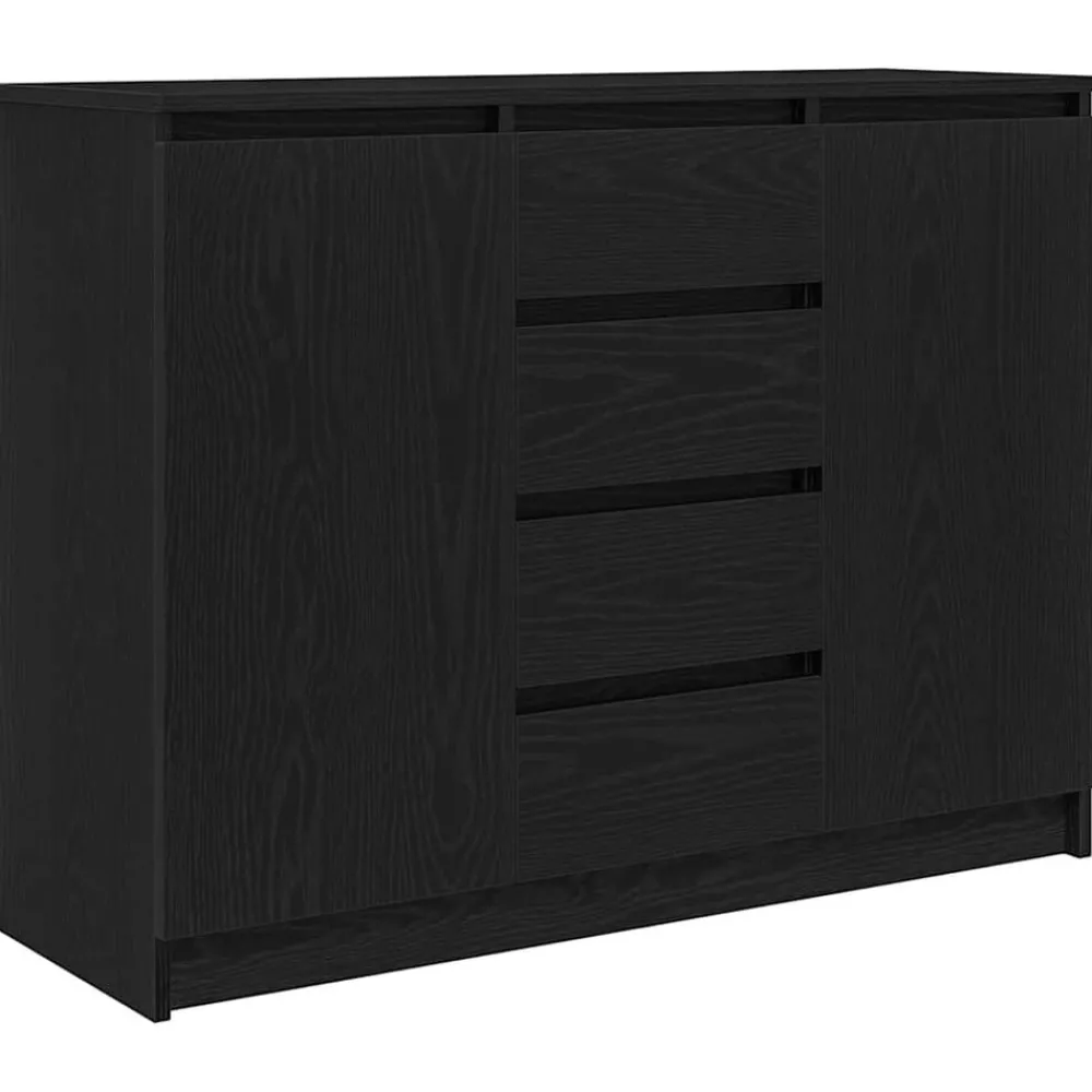 Kasten & Opbergmeubelen*vidaXL Dressoir met lades 100,5x35x76 cm spaanplaat kleurig Zwart eiken