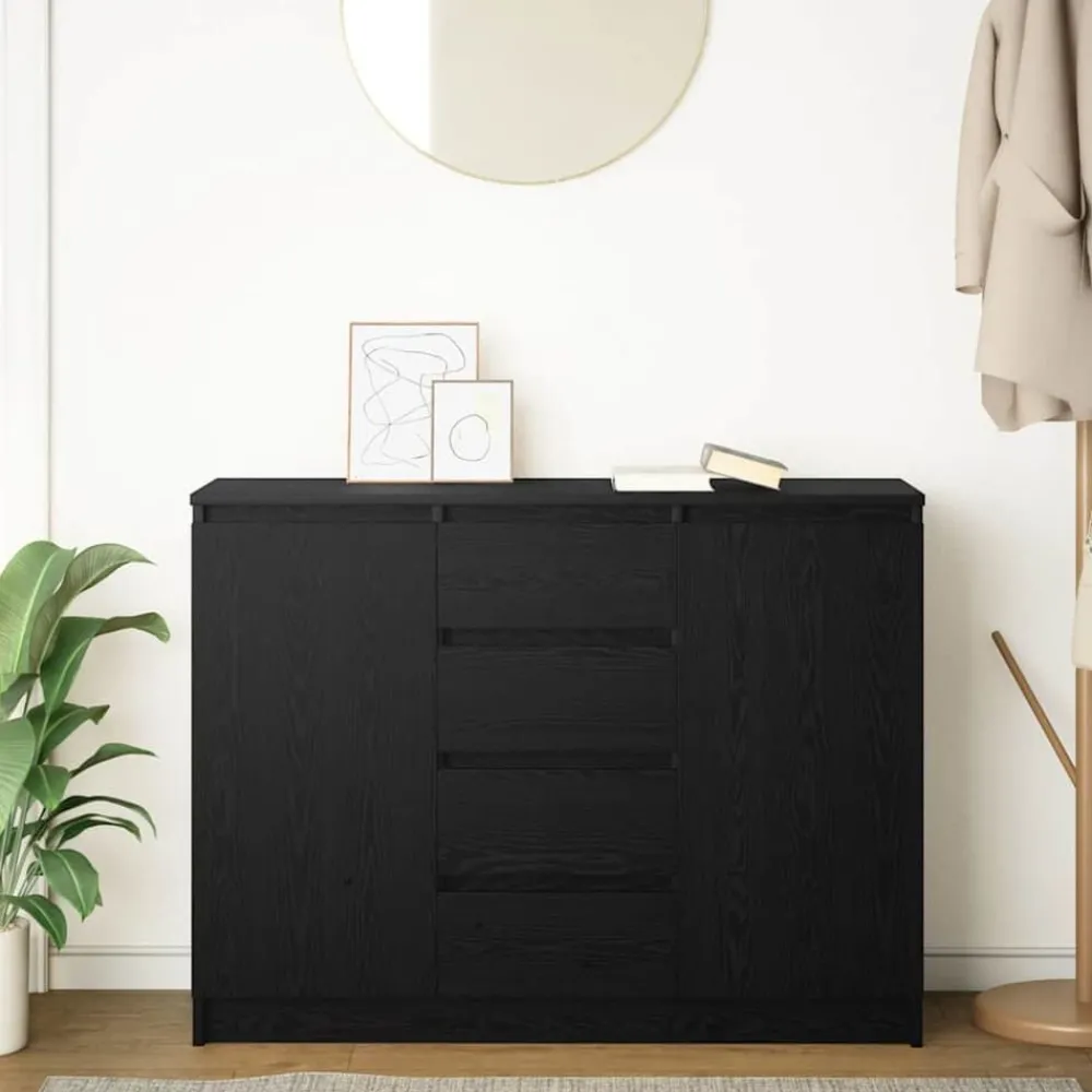 Kasten & Opbergmeubelen*vidaXL Dressoir met lades 100,5x35x76 cm spaanplaat kleurig Zwart eiken