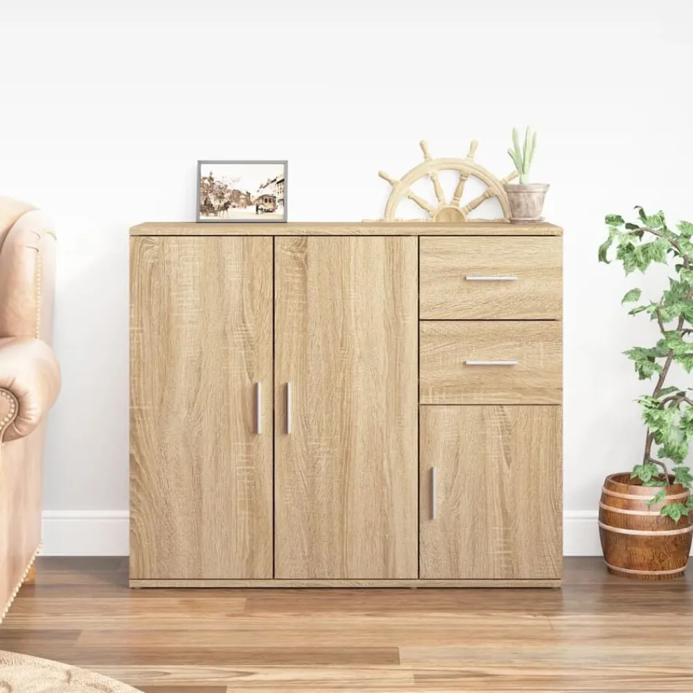 Kasten & Opbergmeubelen*vidaXL Dressoir 91x29,5x75 cm Bewerkt Hout Sonoma eiken