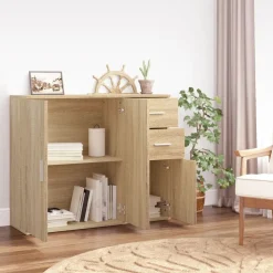 Kasten & Opbergmeubelen*vidaXL Dressoir 91x29,5x75 cm Bewerkt Hout Sonoma eiken
