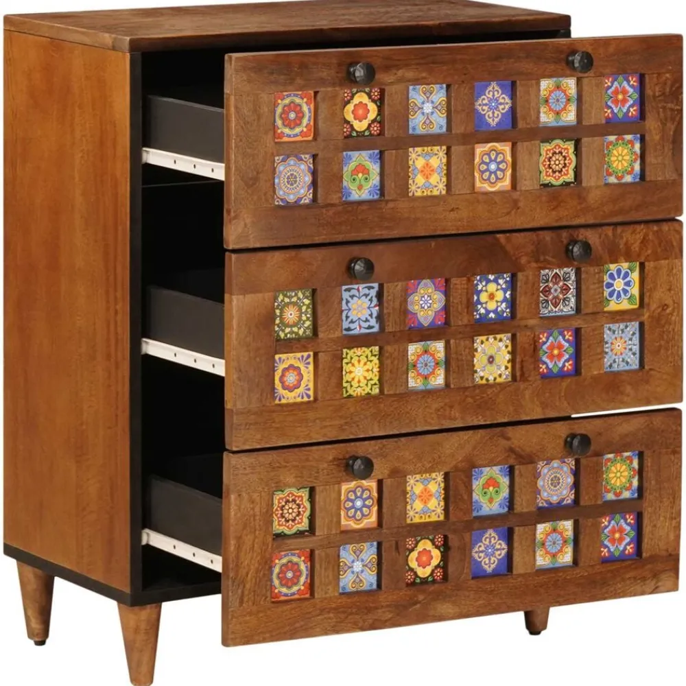 Kasten & Opbergmeubelen*vidaXL Dressoir 60 x 33 x 75 cm Massief Mango Hout Walnotenhout