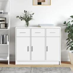 Kasten & Opbergmeubelen*vidaXL Dressoir 91x28x75 cm Bewerkt Hout Wit