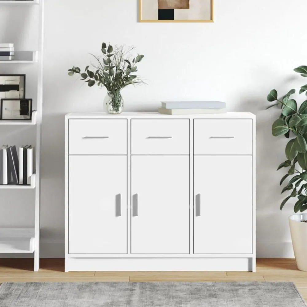 Kasten & Opbergmeubelen*vidaXL Dressoir 91x28x75 cm Bewerkt Hout Wit