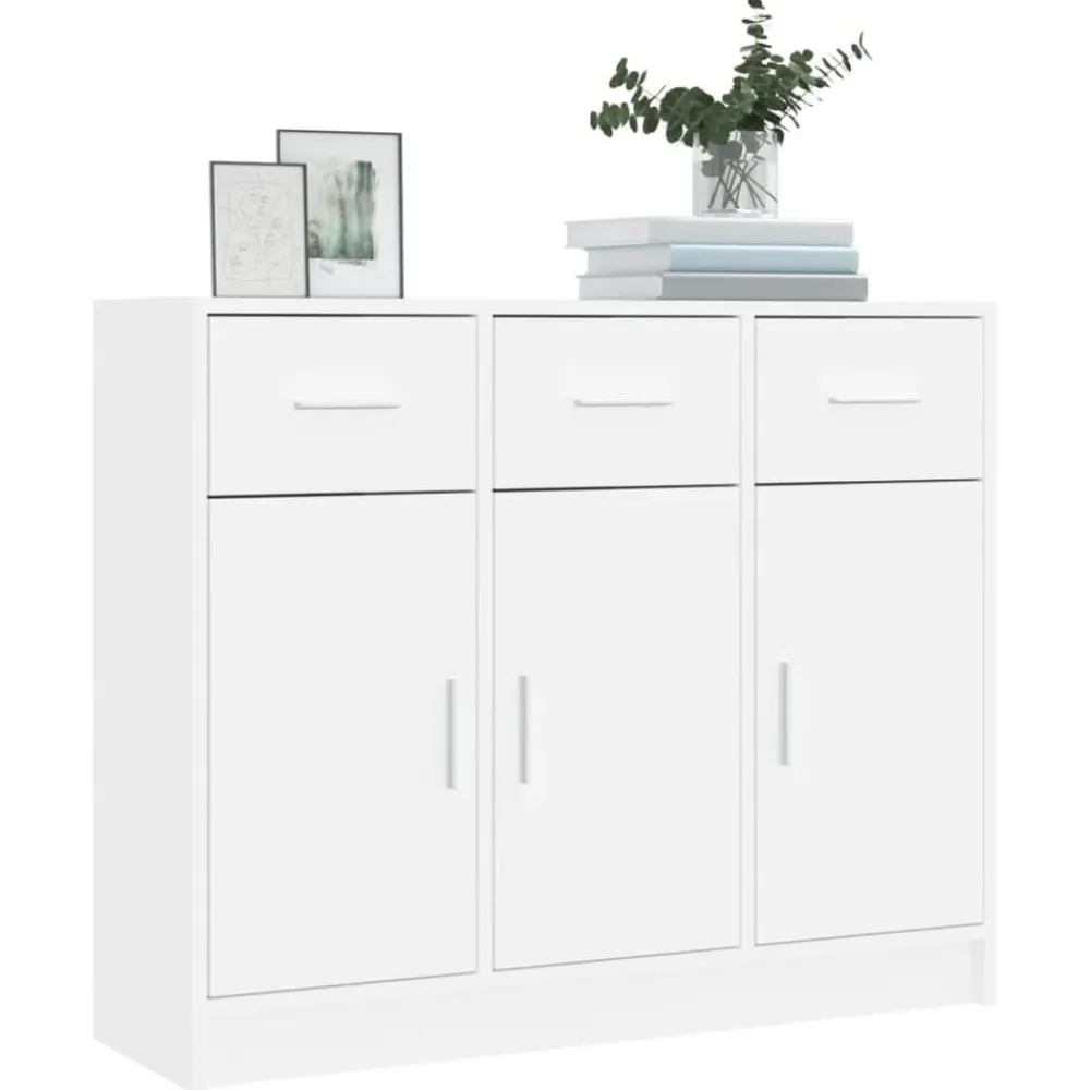 Kasten & Opbergmeubelen*vidaXL Dressoir 91x28x75 cm Bewerkt Hout Wit