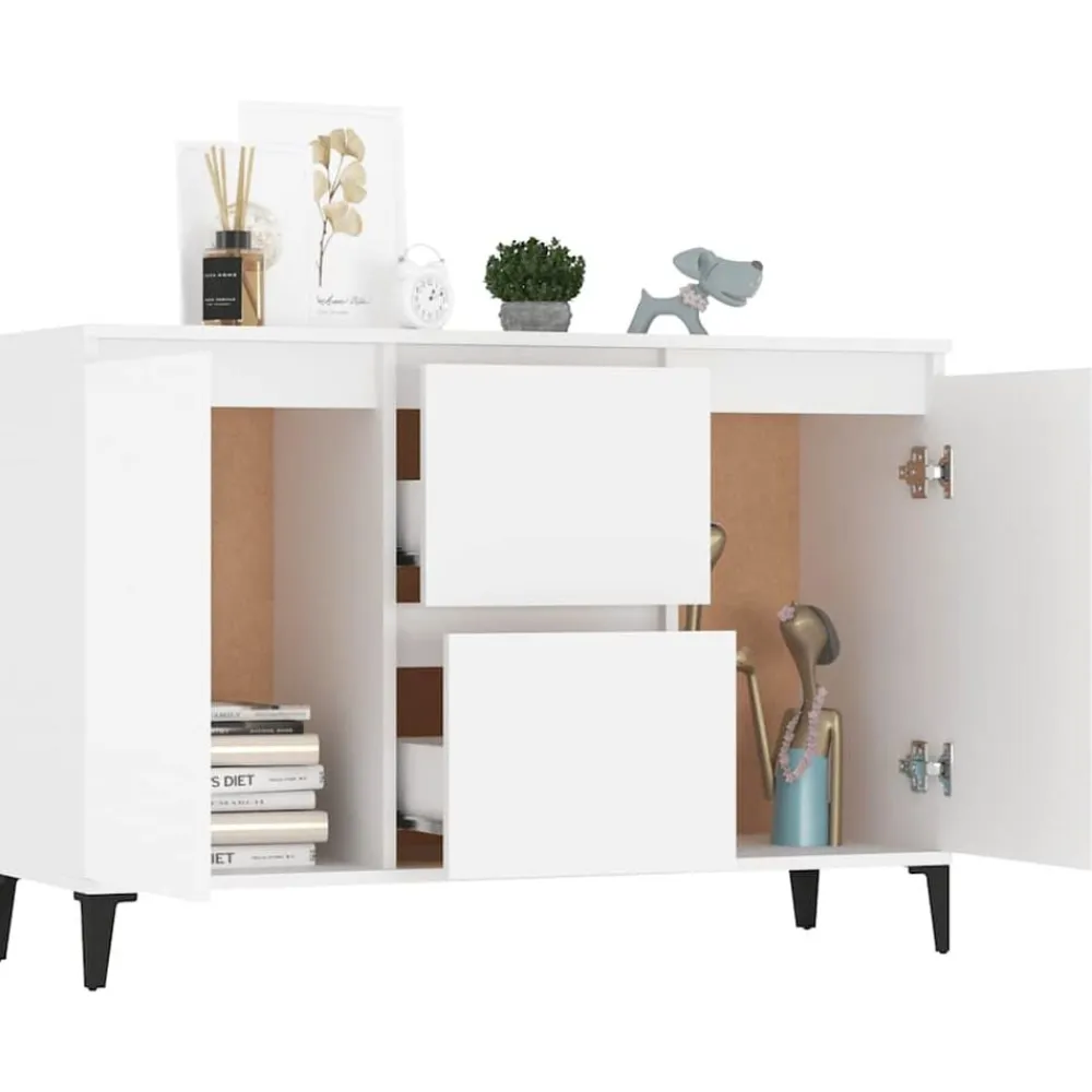 Kasten & Opbergmeubelen*vidaXL Dressoir 102x35x70 cm bewerkt hout Wit