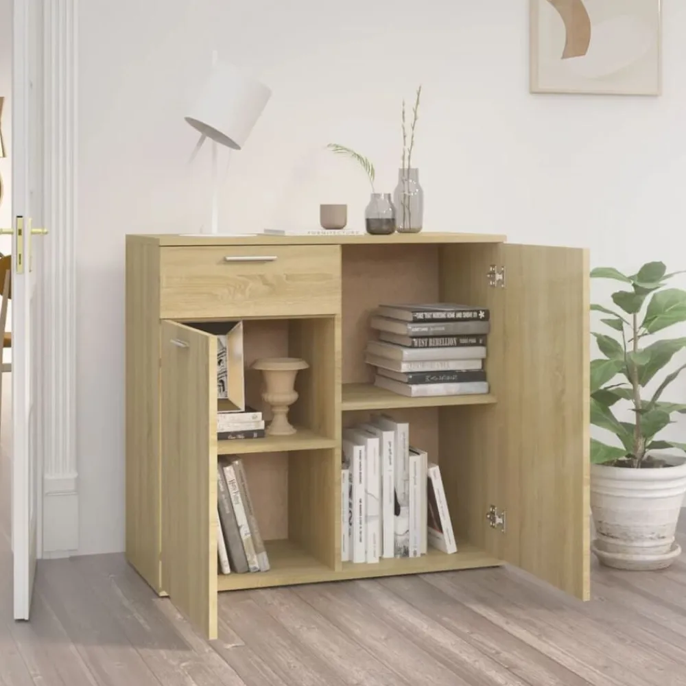 Kasten & Opbergmeubelen*vidaXL Dressoir 80x36x75 cm bewerkt hout kleurig Sonoma eiken