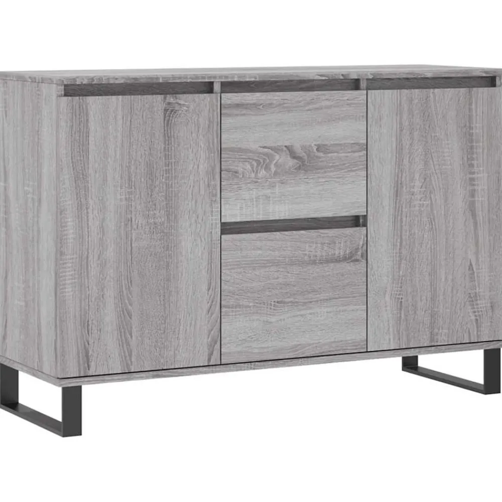Kasten & Opbergmeubelen*vidaXL Dressoir 101,5x35x70 cm bewerkt hout eikenkleurig Grijs sonoma