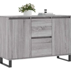 Kasten & Opbergmeubelen*vidaXL Dressoir 101,5x35x70 cm bewerkt hout eikenkleurig Grijs sonoma