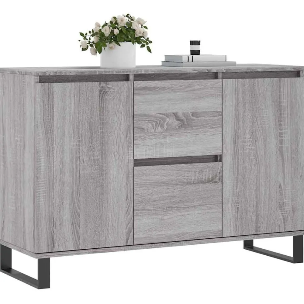 Kasten & Opbergmeubelen*vidaXL Dressoir 101,5x35x70 cm bewerkt hout eikenkleurig Grijs sonoma