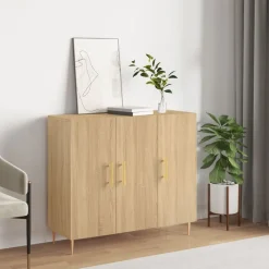 Kasten & Opbergmeubelen*vidaXL Dressoir 90x34x80 cm bewerkt hout kleurig Sonoma eiken