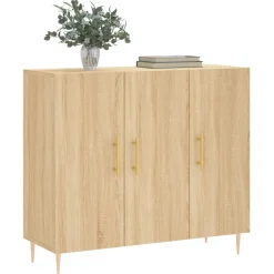 Kasten & Opbergmeubelen*vidaXL Dressoir 90x34x80 cm bewerkt hout kleurig Sonoma eiken